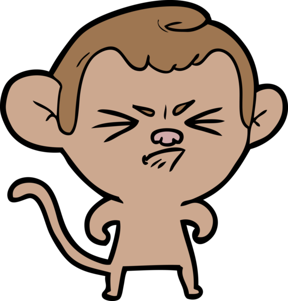 Bir insan tarafından çizilmiş sinir bozucu bir maymun.