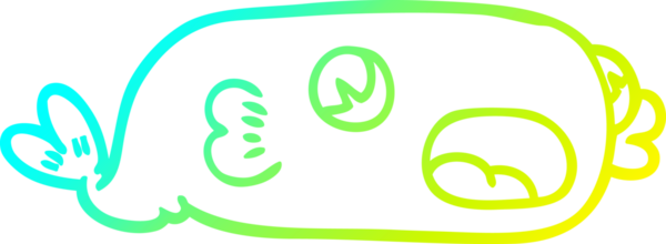 Bir insan tarafından çizilmiş bir karikatür balığının soğuk gradyan çizimi