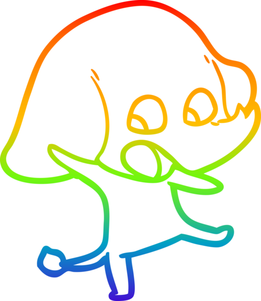 Gökkuşağı gradyan çizgisi bir insan tarafından çizilmiş şirin bir fil çizimi