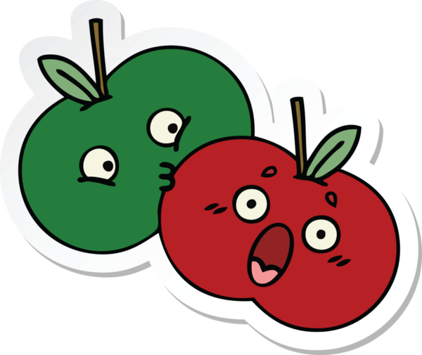 Bir insan tarafından çizilmiş bir çift elmanın çıkartması.