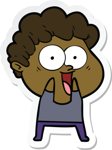 Bir insan tarafından çizilmiş mutlu bir adamın çıkartması.