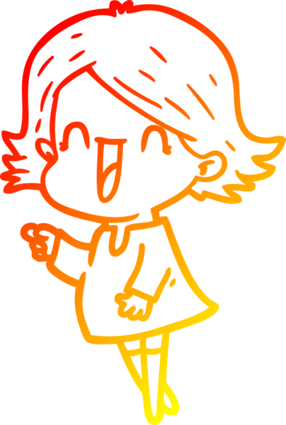 Bir insan tarafından çizilmiş mutlu bir kadının çizgi çizimi.