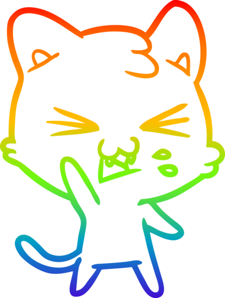 Gökkuşağı gradyan çizgi çizimi Bir insan tarafından çizilmiş bir çizgi kedi tıslama