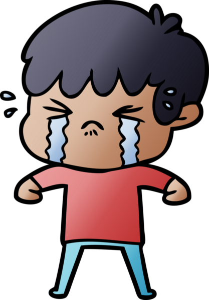 Bir insan tarafından çizilmiş ağlayan çizgi film çocuğu.