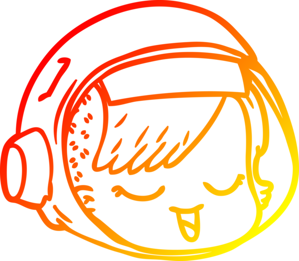 Bir insan tarafından çizilmiş bir astronot suratının sıcak çizgi çizimi