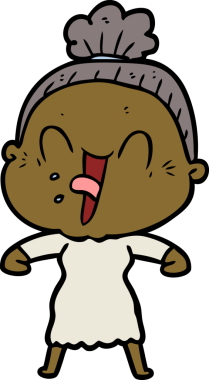 Bir insan tarafından çizilmiş mutlu yaşlı kadın çizgi filmi.