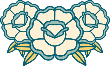 Bir insan tarafından çizilmiş bir buket çiçeğin ikonik dövme şekli