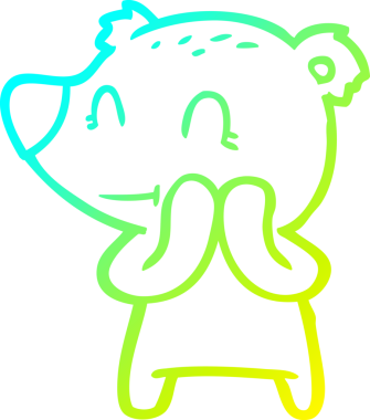 Bir insanın çizdiği gülümseyen ayı çizgi filminin soğuk gradyan çizgisi