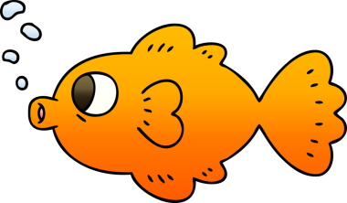 bir insan tarafından çizilmiş gölgelenmiş garip karikatür balığı.