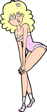 Bir insan tarafından çizilmiş iç çamaşırlı bir kadın.