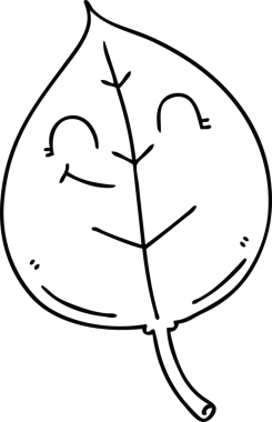 Bir insan tarafından çizilmiş garip çizgi film mutlu yaprak çizimi