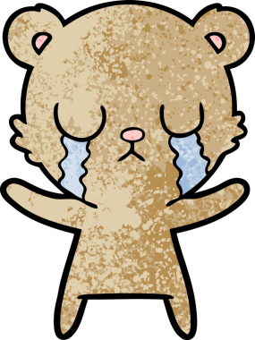 Bir insan tarafından çizilmiş ağlayan çizgi film ayısı.