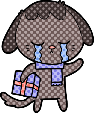 Bir insan tarafından çizilmiş ağlayan bir köpek.