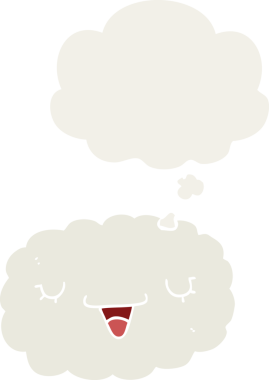 Düşünce baloncuğu olan karikatür bulutu insan tarafından çizilmiş.