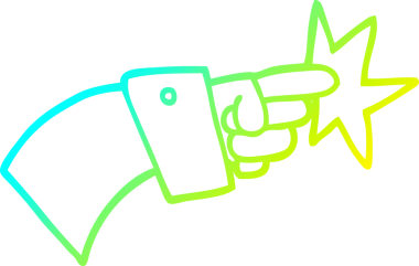 Bir insan tarafından çizilen el simgesini gösteren bir karikatür çizimi