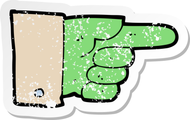 Bir insan tarafından çizilmiş zombi eli olan bir çizgi filmin gerilimli çıkartması.