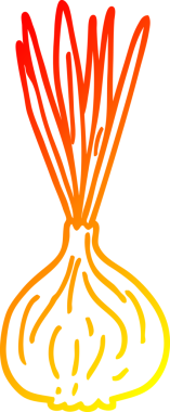 Bir insan tarafından çizilen soğan filizlenen çizgi filmin sıcak gradyan çizimi