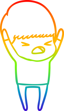 gökkuşağı gradyan çizgi çizimi bir insan tarafından çizilmiş stresli bir adam