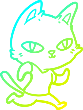 Bir insan tarafından çizilen çizgi film kedisinin soğuk çizgi çizimi