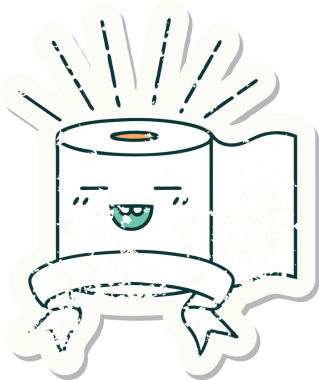 Bir insan tarafından çizilmiş eski bir dövme stili tuvalet kağıdı çıkartması.