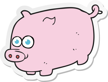 Bir insan tarafından çizilmiş bir domuzun çıkartması.