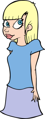 Bir insan tarafından çizilmiş karikatür kızı.