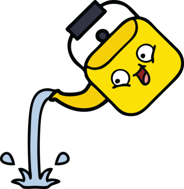 Bir insan tarafından çizilmiş tatlı bir çaydanlık karikatürü