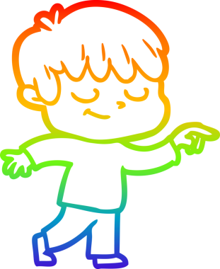 gökkuşağı gradyan çizgi çizimi bir insan tarafından çizilmiş mutlu bir çocuk