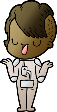 Bir insan tarafından çizilmiş hippi saç kesimli sevimli bir çizgi film kızı.