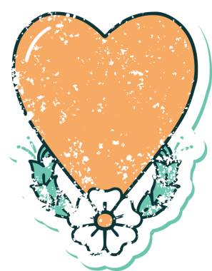 Bir insan tarafından çizilmiş kalp ve çiçeğin sembolik dövmesi.