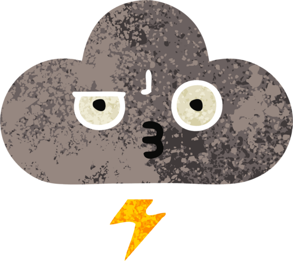 Bir insan tarafından çizilmiş bir fırtına bulutunun retro çizim tarzı karikatürü