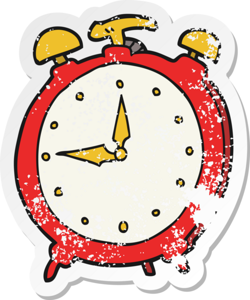 Bir insan tarafından çizilmiş karikatür alarm saatinin sıkıntılı çıkartması.