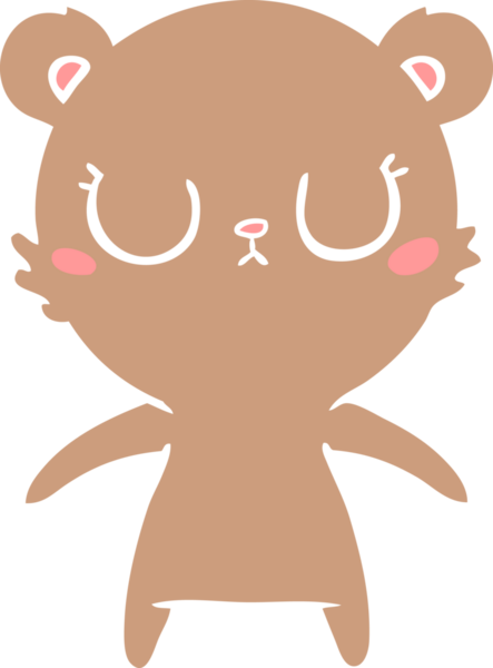 Bir insan tarafından çizilmiş düz renkli çizgi film ayı yavrusu.