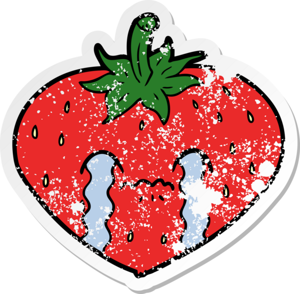 Bir insan tarafından çizilmiş karikatür çileğinin sıkıntılı çıkartması.