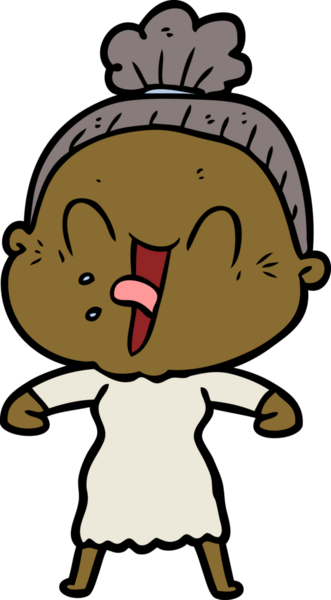 Bir insan tarafından çizilmiş mutlu yaşlı kadın çizgi filmi.