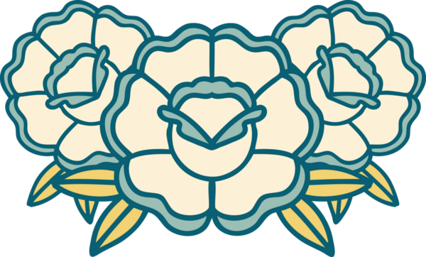 Bir insan tarafından çizilmiş bir buket çiçeğin ikonik dövme şekli