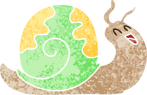 Bir insan tarafından çizilmiş tuhaf bir çizgi film salyangozu.