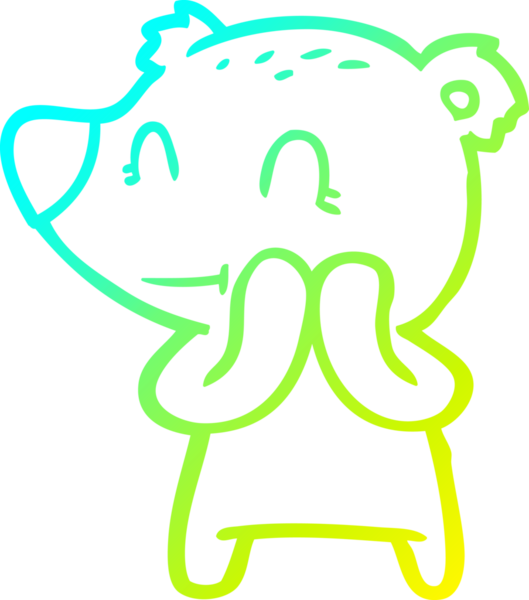 Bir insanın çizdiği gülümseyen ayı çizgi filminin soğuk gradyan çizgisi