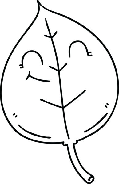 Bir insan tarafından çizilmiş garip çizgi film mutlu yaprak çizimi