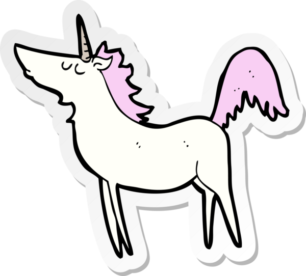 Bir insan tarafından çizilmiş tek boynuzlu atın çıkartması.