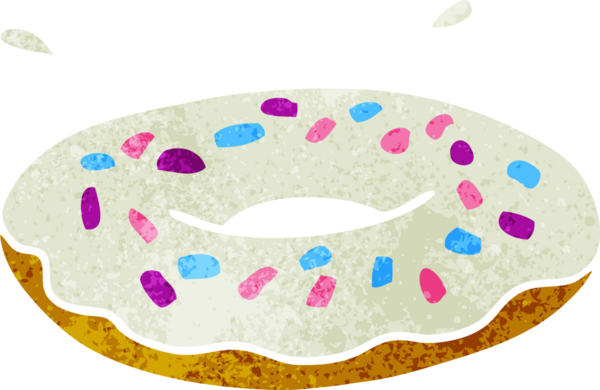 Bir insan tarafından çizilmiş buzlu halka çöreğinin retro karikatürü.