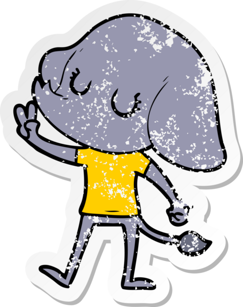 Bir insan tarafından çizilmiş şirin bir filin sıkıntılı çıkartması