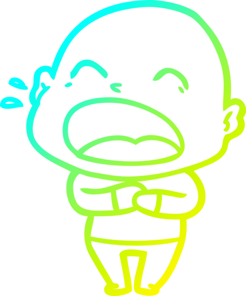 Bir insan tarafından çizilmiş kel adam diye bağıran bir çizgi film çizimi.