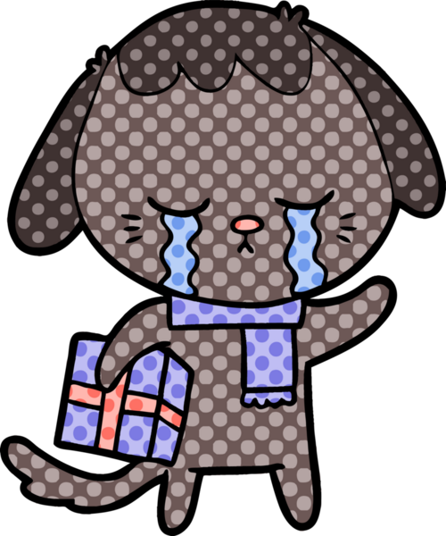 Bir insan tarafından çizilmiş ağlayan bir köpek.