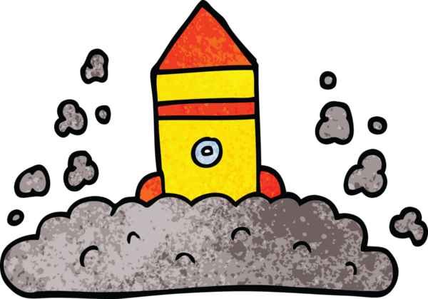 Bir insan tarafından çizilmiş karalama roketi fırlatma