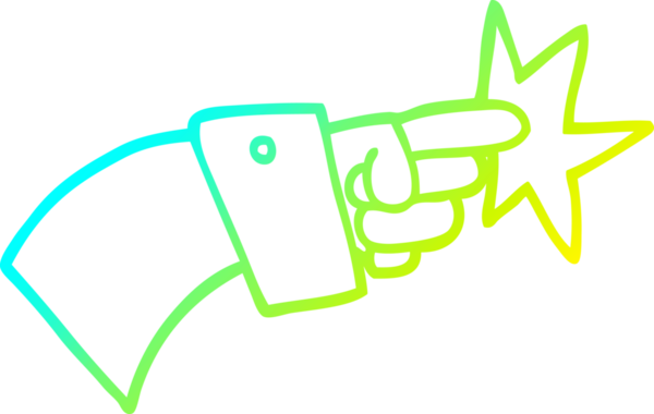 Bir insan tarafından çizilen el simgesini gösteren bir karikatür çizimi