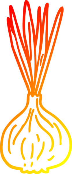 Bir insan tarafından çizilen soğan filizlenen çizgi filmin sıcak gradyan çizimi