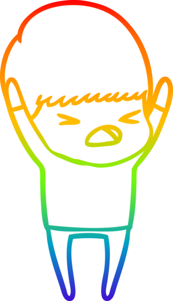 gökkuşağı gradyan çizgi çizimi bir insan tarafından çizilmiş stresli bir adam