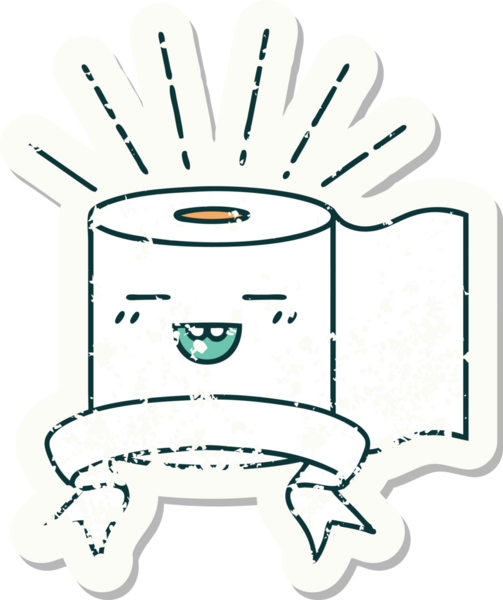 Bir insan tarafından çizilmiş eski bir dövme stili tuvalet kağıdı çıkartması.