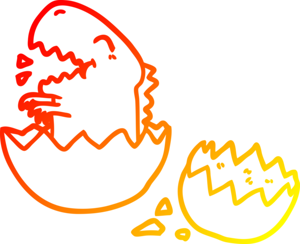 Bir insan tarafından çizilen yumurtadan çıkan bir dinozorun sıcak gradyan çizgisi